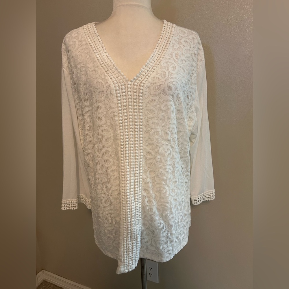 Shannon Ford NY Crochet Front Top Size 2X